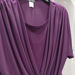 Purple faux wrap blouse w/ built-in shell